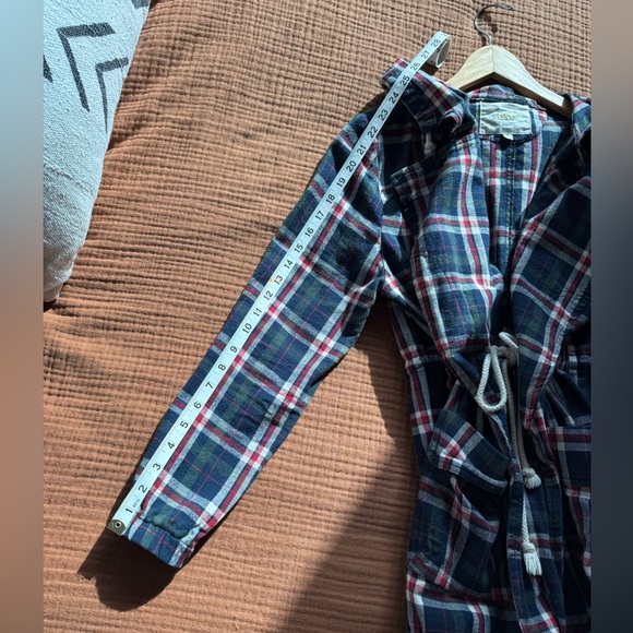 Hei Hei Anthropologie Plaid Flannel Tie Waist Lightweight Anorak Size S - Picture 4 of 12